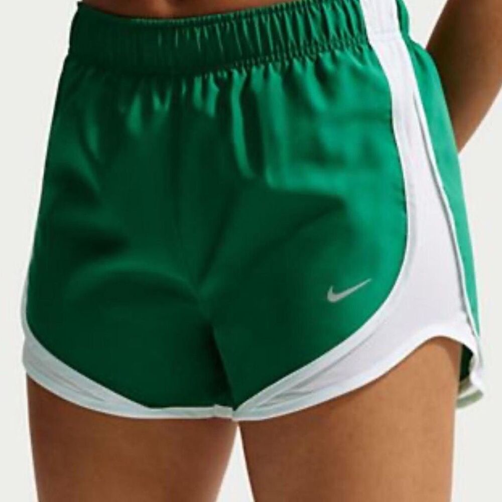 Nike Tempo Dri-FIT Mid-Rise Brief-Lined Green & White Shorts Youth Large
